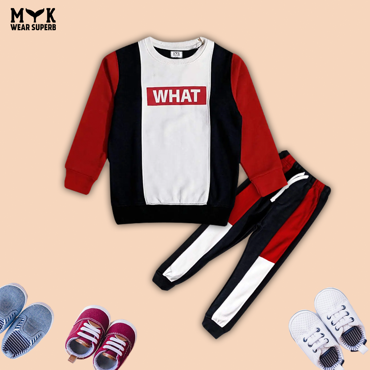 2pcs Boys What Black & Red Color Outfit Sweatshirt With trouser Casual Long Sleeve Kids Clothes