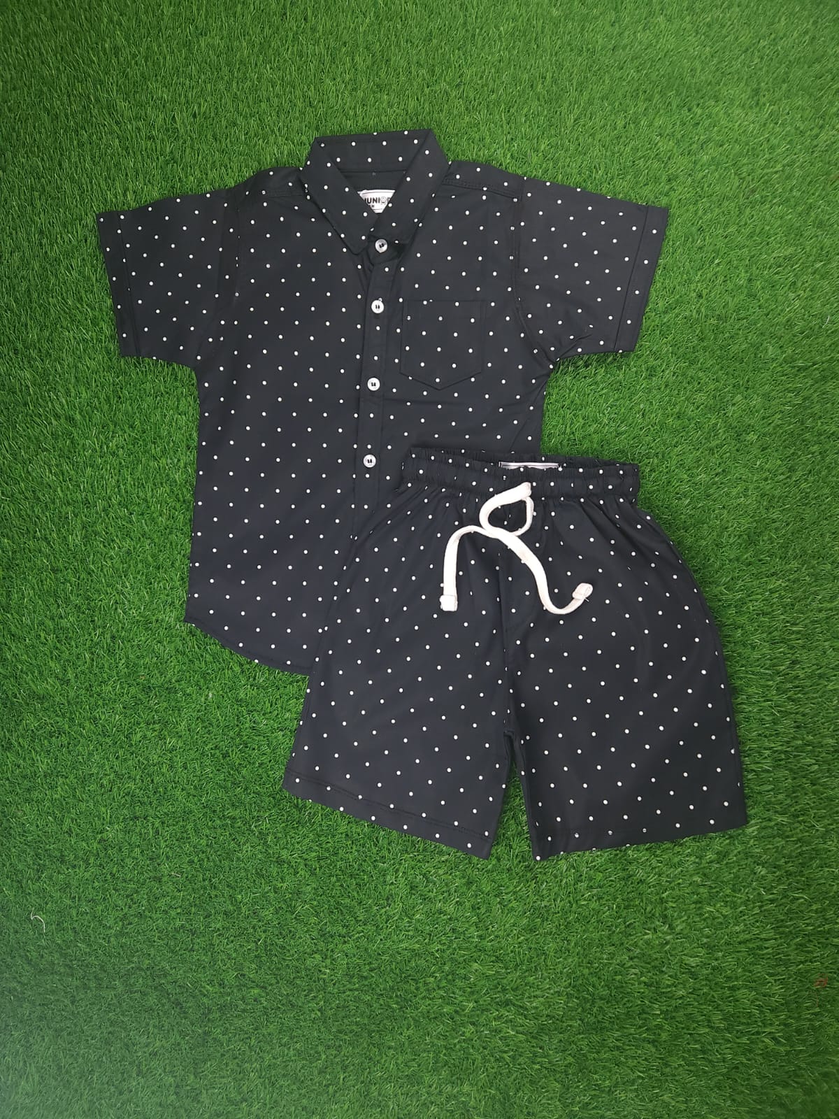 Boys' Black Polka Dot Summer Set
