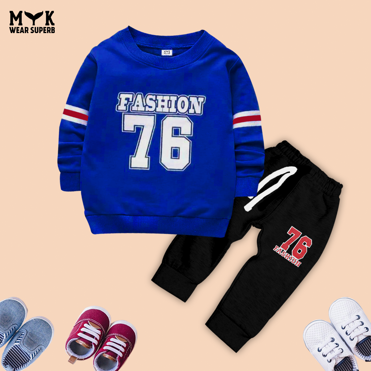 Baby Boy Fashion 76 SweatShirt With Pocket Trouser Long Sleaves Outfit Set