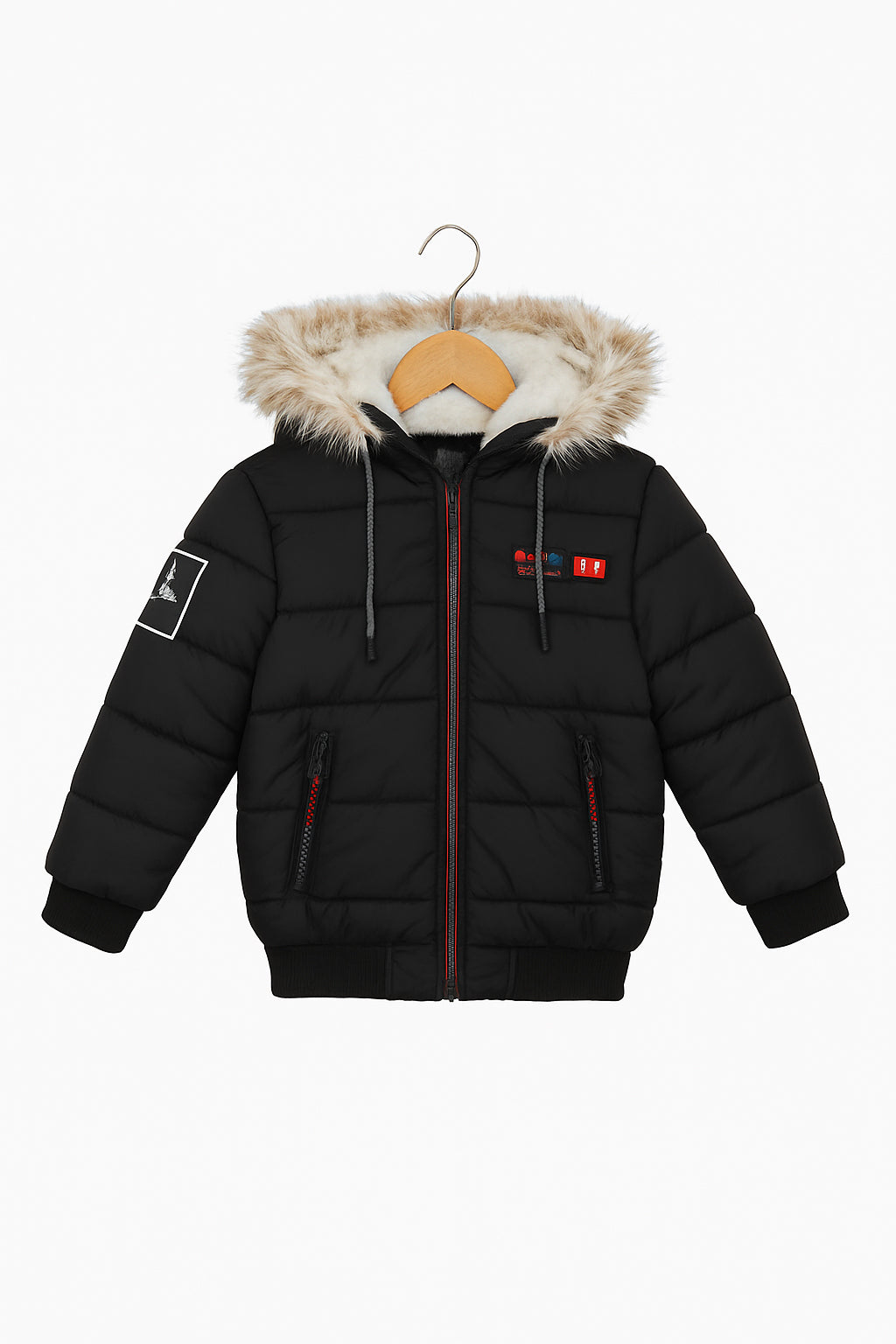 Puffer Jacket with Faux Fur Hood