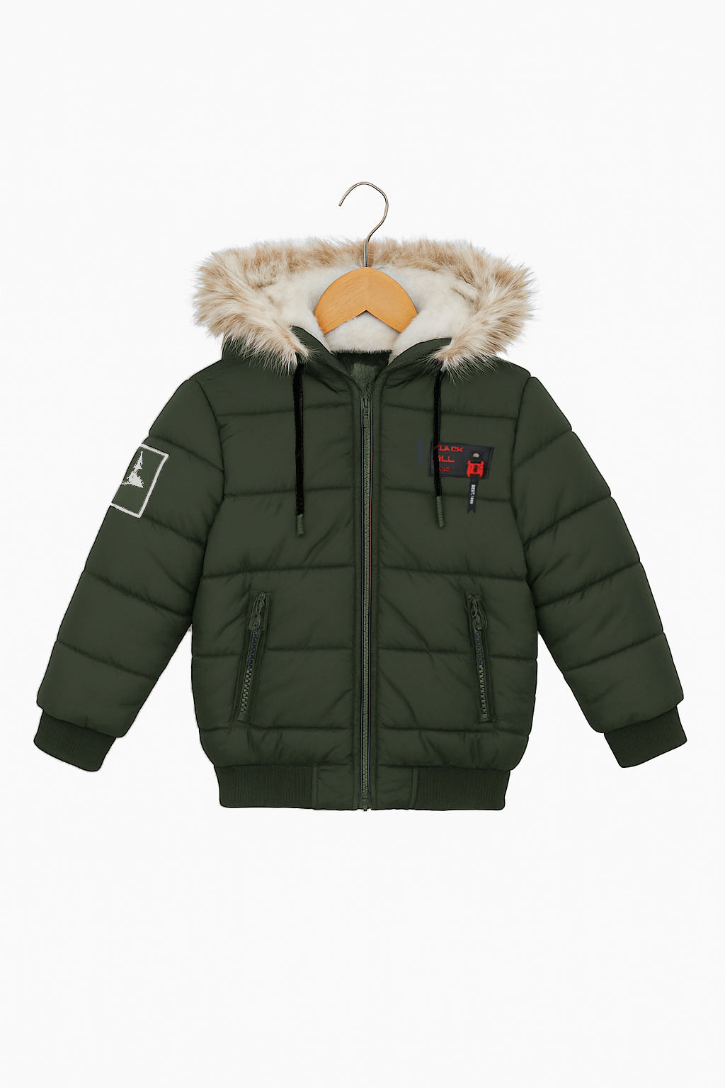 Puffer Jacket with Faux Fur Hood 