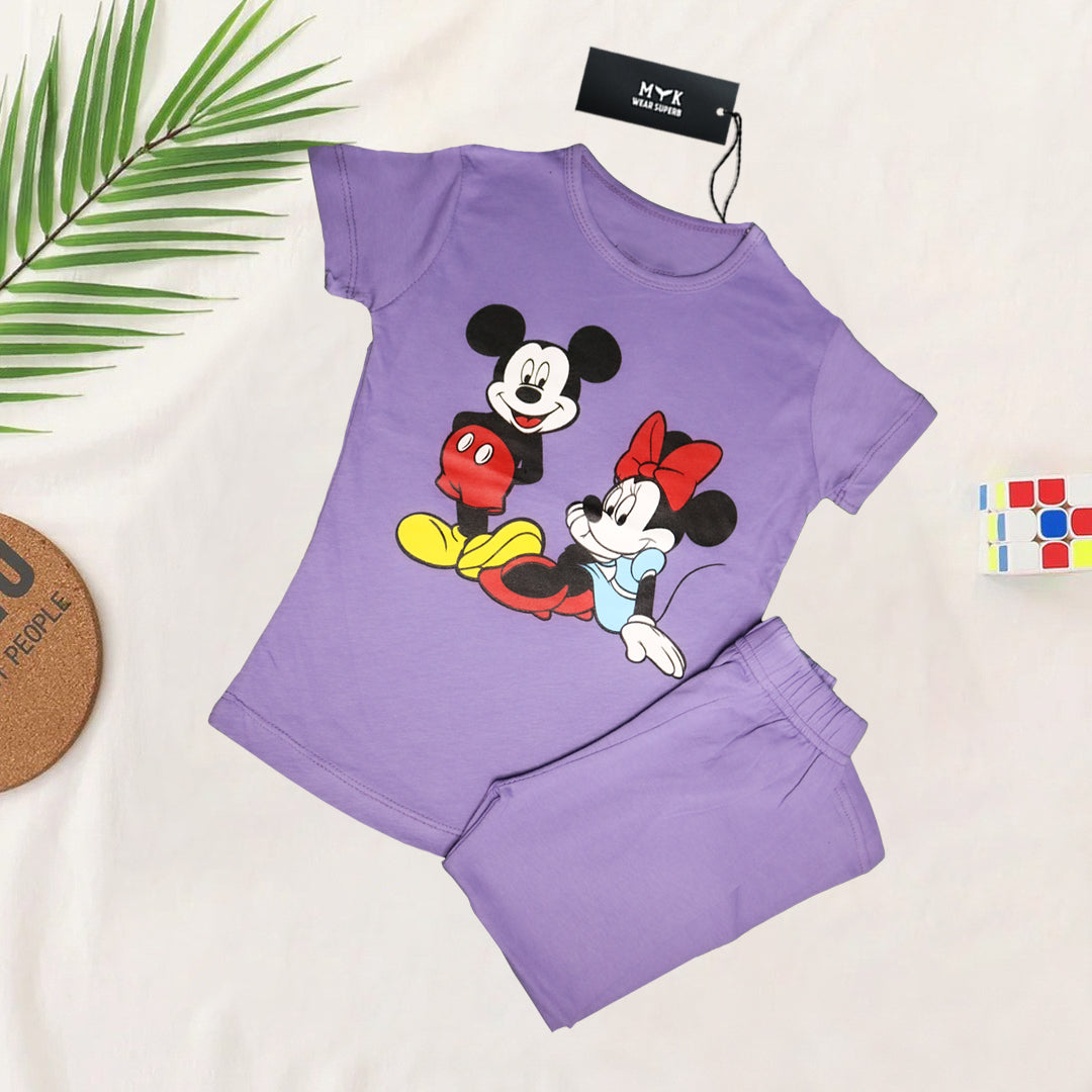 Kids Mickey Mouse T-Shirt with Trouser | Short Sleeve T for Girls